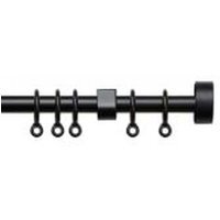 13 - 16mm Black Stud End Metal Curtain Pole Set - Black / 150cm