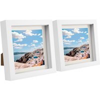 "6"" x 6"" White 3D Box Photo Frame - 4"" x 4"" Mount - Pack of 2 - White/Ivory" - image 1