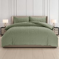 3D Embossed Chunky Knit Pattern Duvet Set - Fern Green / Superking - image 1