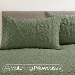 3D Embossed Chunky Knit Pattern Duvet Set - Fern Green / Superking - thumbnail 2