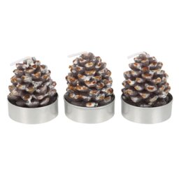 Set of 6 Pinecone Tealight Candles for Festive Decor - Grey - thumbnail 4