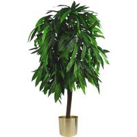 120cm Artificial Mango Tree with Metal Planter - Green