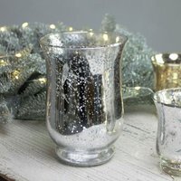 Shiny Speckle Silver Hurricane Vase 14.5cm - Silver - thumbnail 1