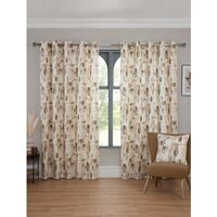 Sundour Bamford Fully Lined Abstract Eyelet Curtains - Polycotton Putty, 117cm x 183cm (Pair) - Putty / 168.0cm / 1370.0mm