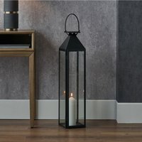 Stainless Steel and Glass Tall Lantern - Black / 81cm - image 1
