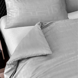Premium Look Satin patterened duvet set - Grey / Superking - thumbnail 4