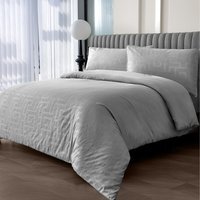 Premium Look Satin patterened duvet set - Grey / Superking - thumbnail 1