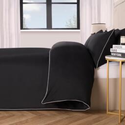 Piped Edge Duvet Cover Set - Black / King - thumbnail 5