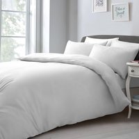 Soft Touch Plain Microfibre Duvet Cover and Pillowcase Set - White / King - image 1