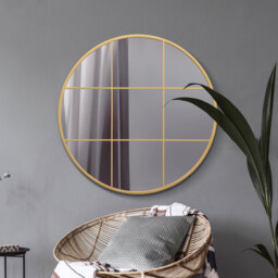 Circulus Metal Framed Round Circular Window Wall Mirror - Gold / 100cm - thumbnail 2