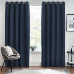 Dawn Textured Blackout Eyelet Curtains - Midnight / 137cm / 117cm - thumbnail 4