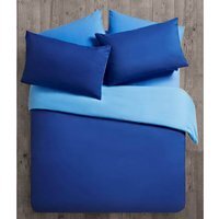 Soft Touch Microfibre Reversible Duvet Cover Pillowcase Set - Blue