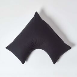 200 Thread Count Egyptian Cotton V Shape Pillowcase - Black - thumbnail 2