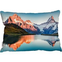 Fantastic Evening Panorama Of Bachalp Lake Outdoor Cushion - Blue - thumbnail 1