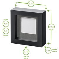 "4"" x 4"" White 3D Box Photo Frames - 2"" x 2"" Mount - White - Pack of 5 - White/White"