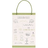 Happy Camper Caravan Rules Hanging Sign - White