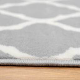 Grey White Classic Trellis Living Room Rug - Grey / 170 x 120cm - thumbnail 5