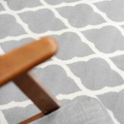 Grey White Classic Trellis Living Room Rug - Grey / 170 x 120cm - thumbnail 3