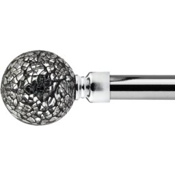 16-19mm Mirrored Extendable Eyelet Metal Curtain Pole Set - Chrome / 120cm - thumbnail 3