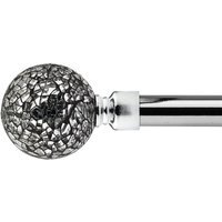 16-19mm Mirrored Extendable Eyelet Metal Curtain Pole Set - Chrome / 120cm