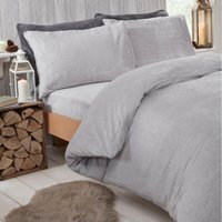 Teddy Fleece Duvet Cover Set - Silver / King - thumbnail 1