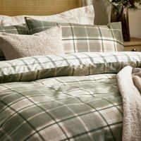 Braemar Check Soft Brushed Cotton Duvet Cover Set King - Green/Natural - image 1