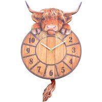 Highland Tickin' Cow Pendulum Wall Clock - H32cm