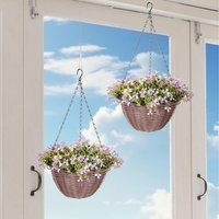 HOMCOM Artificial Flowers in Basket with 75 Leaves and 15 Flowers - Purple