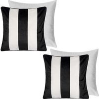 Pack of Matte Velvet Stripe Filled Cushions - White / 2 - image 1