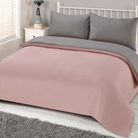 Plain Dyed Bedding Set - Blush & Grey / Double