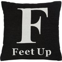 Words 'Feet Up' Black Cushion - Black & White