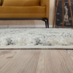 The Rugs Berber Moroccan Design Patterned Shaggy Rug - Ivory-Grey / 290cm / 200x290cm - thumbnail 4