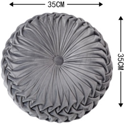 Round Pleated Pumpkin Velvet Cushion 35cm - Grey - thumbnail 5