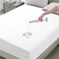 Premium Quality Waterproof Fitted Sheet  - white / King