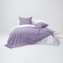 Homescapes Houndstooth Cotton Cushion Cover - Purple - thumbnail 4
