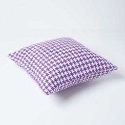 Homescapes Houndstooth Cotton Cushion Cover - Purple - thumbnail 3