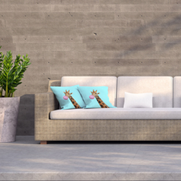 Concept Giraffe With Bubble Gum On Color Background Outdoor Cushion - Blue / 60cm - thumbnail 2