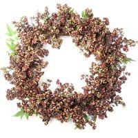Large Black Red Berry Decorative Door Wreath 55cm - Black