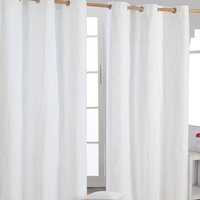 Homescapes Cotton Plain Ready Made Eyelet Curtain Pair - Off White / 137cm / 228cm