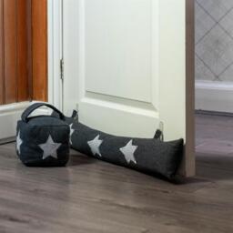 Herringbone Door Stop  Draught Excluder Set - Grey - thumbnail 4