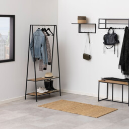 Seaford Metal Clothes Rack - Oak - thumbnail 2