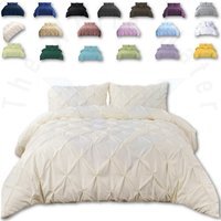 Pintuck Bedding Duvet Cover Set with Matching Pillowcases - Cream / King - image 1