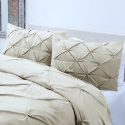Pintuck Bedding Duvet Cover Set with Matching Pillowcases - Cream / King - thumbnail 5