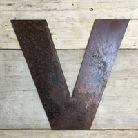 Personalised Metal lettering , Personalised Gift , Rusty Chunky Letter V - Rusted