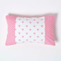 Cotton Pink Hearts and Polka Dots Cushion Cover - Pink / 50cm - image 1