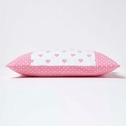 Cotton Pink Hearts and Polka Dots Cushion Cover - Pink / 50cm - thumbnail 3