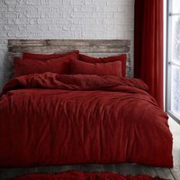 Teddy Ruby Red Soft Cosy Thermal Fleece Duvet Set - Ruby Red  / Double