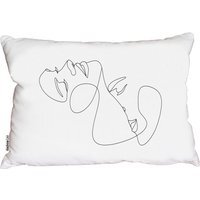 Man And Woman Touch By One Line Outdoor Cushion - White - thumbnail 1
