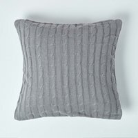 Cotton Cable Knit Cushion Cover - Grey