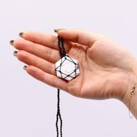 White Howlite Hexagon Pendant Jewelry for Balance, Serenity - White